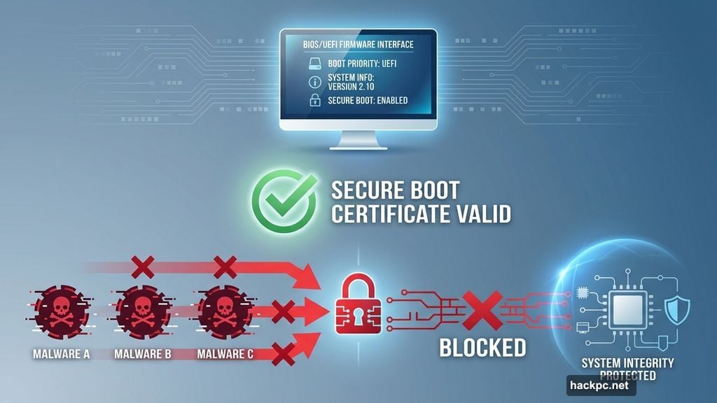 Secure Boot certificates prevent malware from hijacking system during startup