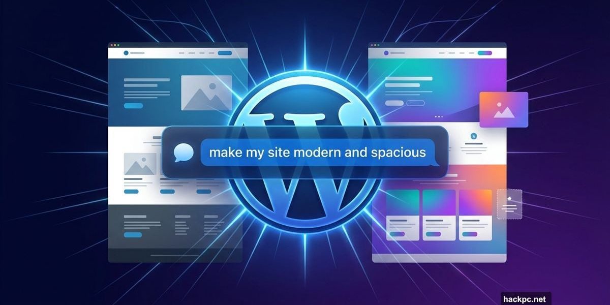 WordPress AI assistant transforming a website layout in real time