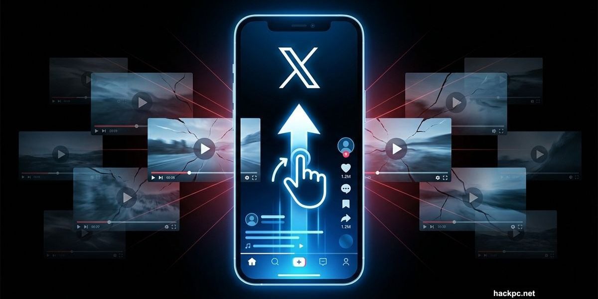 Smartphone with X logo embracing vertical video format over horizontal