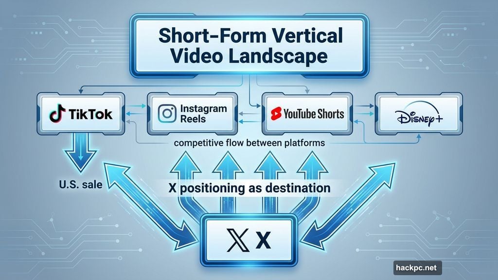 X competing with TikTok Instagram Reels YouTube Shorts Disney Plus