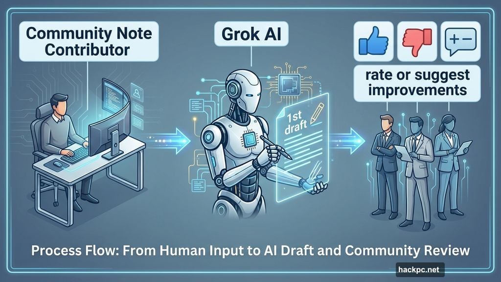Grok AI writes first draft then contributors rate collaborative notes