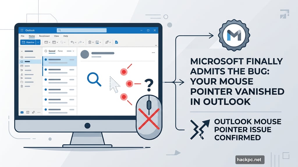 Modern minimalist illustration 1 for: Your Mouse Pointer Vanished in Outlook. Microsoft Finally Admits the Bug