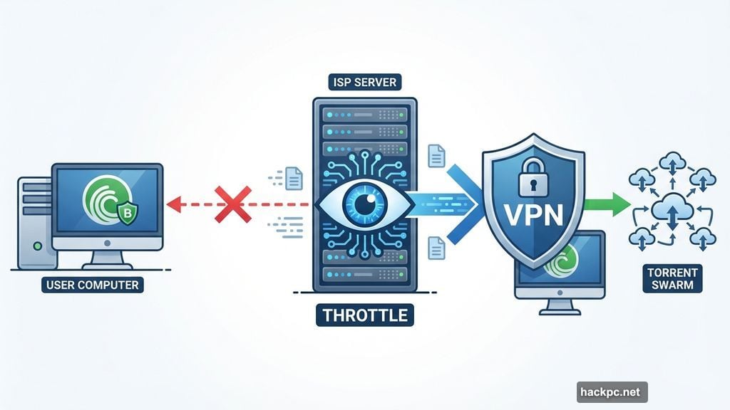 ISPs throttle or block all BitTorrent traffic by default