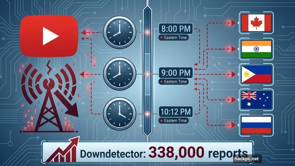 YouTube outage spread across Canada, India, Australia, Russia simultaneously