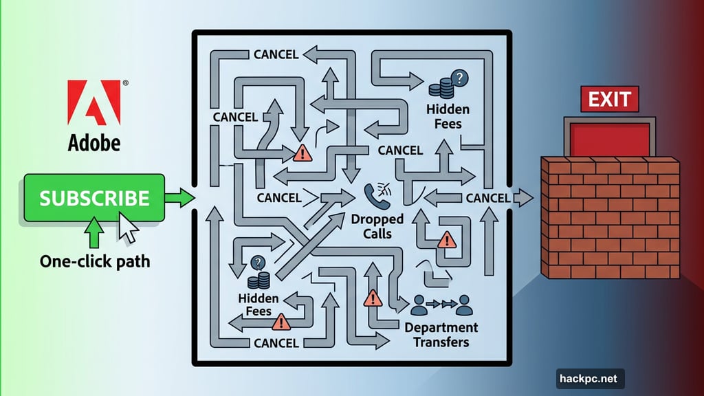 Adobe dark patterns make cancellation deliberately difficult for subscribers
