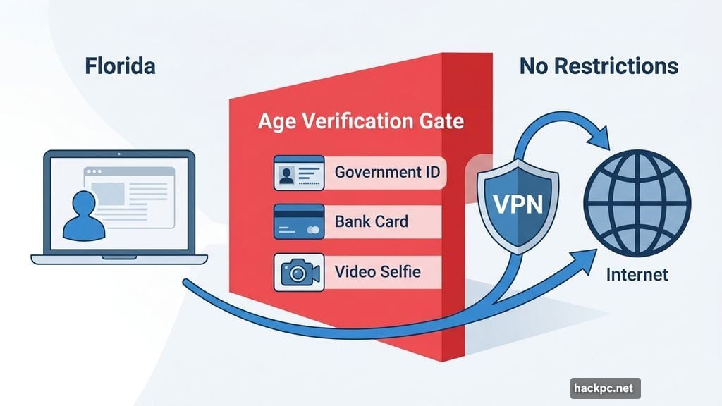 Users bypass Florida age verification laws using VPN location masking