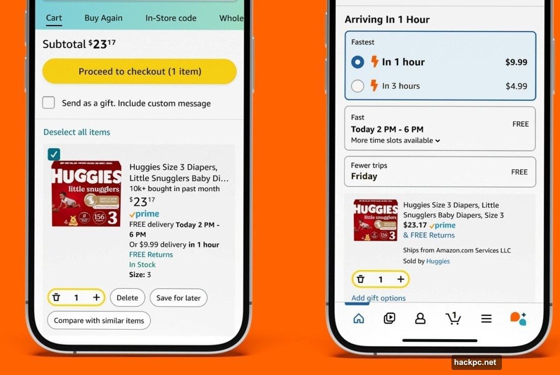 Same-day delivery coverage spans over 2000 US cities and towns