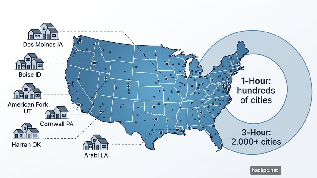 Amazon same-day delivery coverage across 2000 US cities and towns