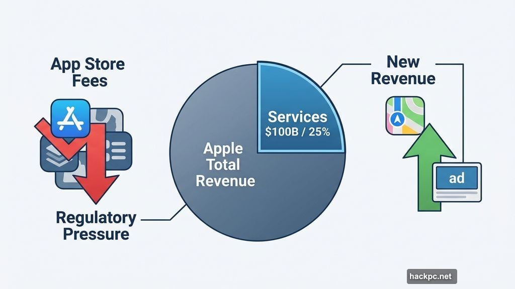 Apple services division faces pressure while Maps ads fill revenue gap