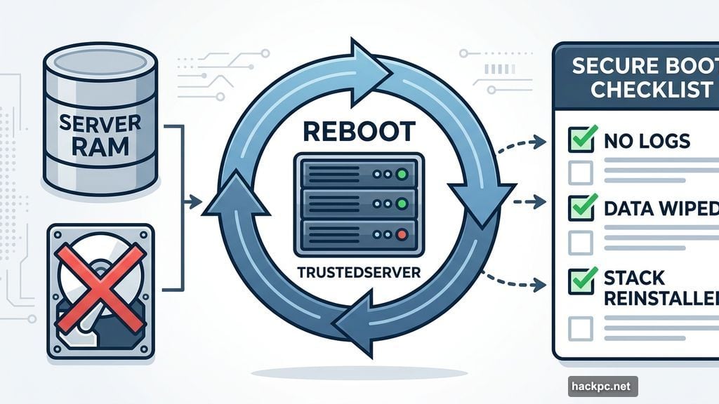 TrustedServer technology wipes all data on every server reboot
