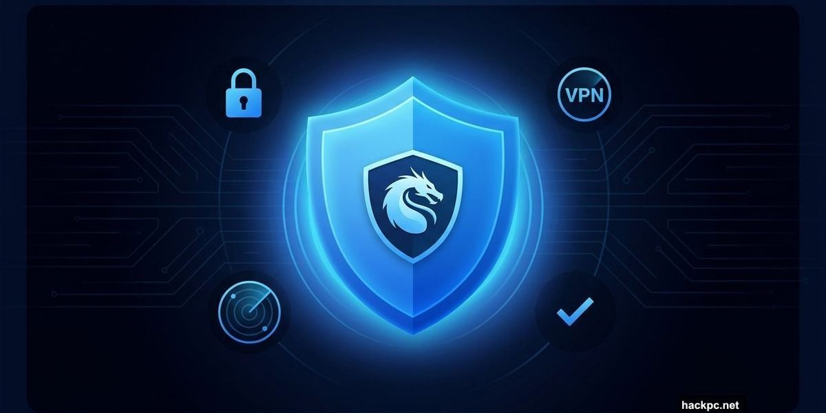 Glowing Bitdefender shield with security icons representing full digital protection