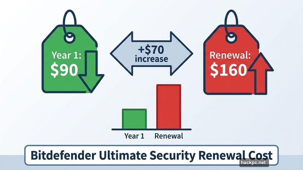 Bitdefender Ultimate Security renewal price jumps from $90 to $160