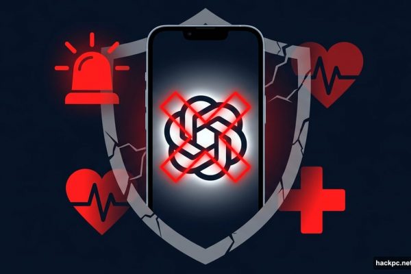 ChatGPT phone screen with red emergency warning symbols around it