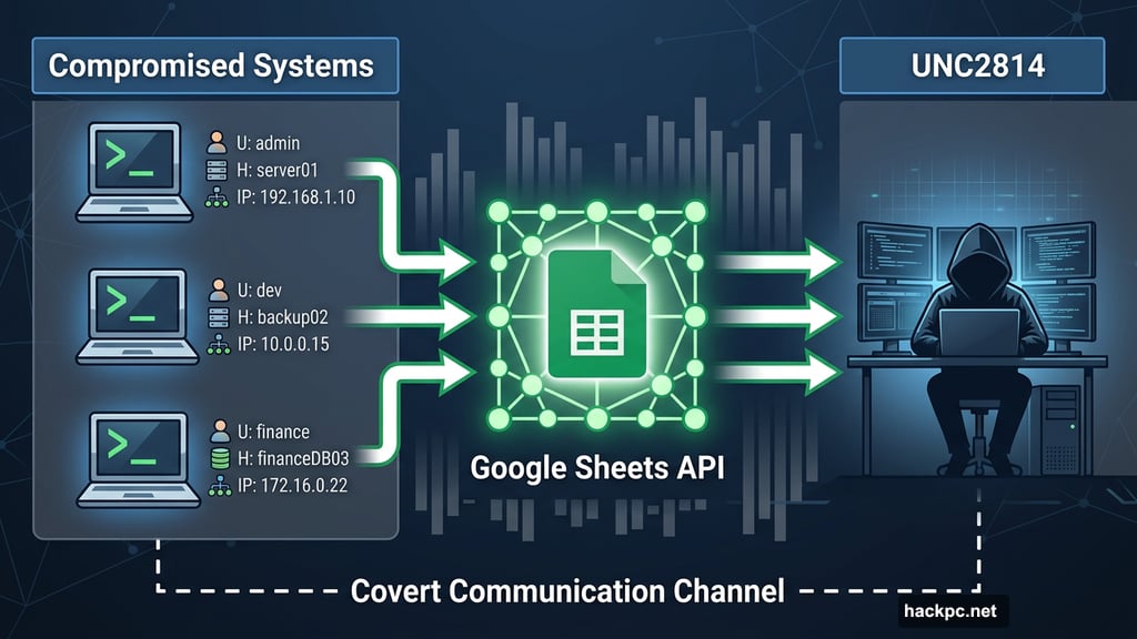 UNC2814 exploited Google Sheets API as covert communication backdoor