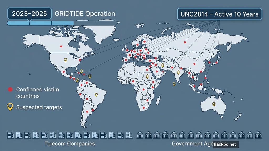 GRIDTIDE operation hit 53 organizations across 42 confirmed nations