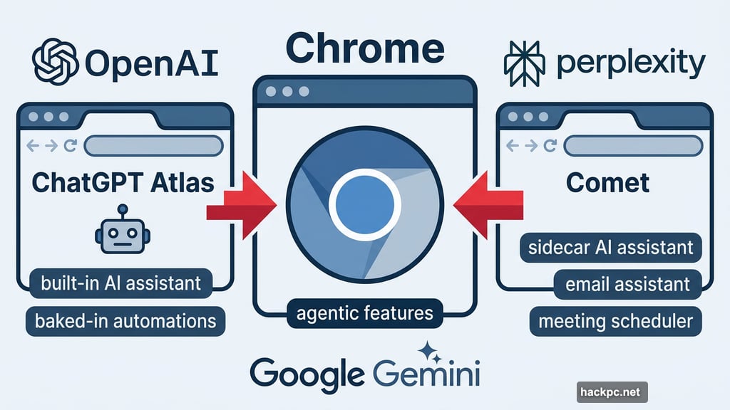 OpenAI ChatGPT Atlas and Perplexity Comet challenge Chrome with agentic features