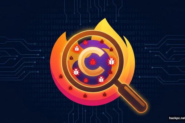 Claude AI magnifying glass scanning Firefox logo revealing security bugs