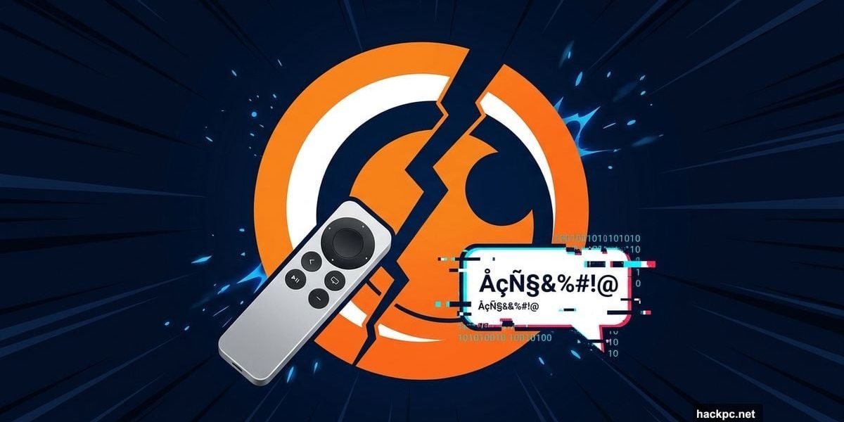 Crunchyroll logo cracked between Apple TV icon and AI subtitle glitch