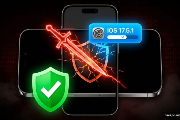 iPhone threatened by red sword spyware blocked by green shield update
