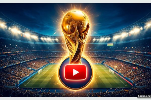 FIFA World Cup trophy merged with YouTube play button icon