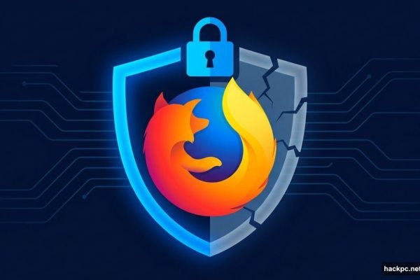 Firefox logo with a split VPN shield showing protection and limitations