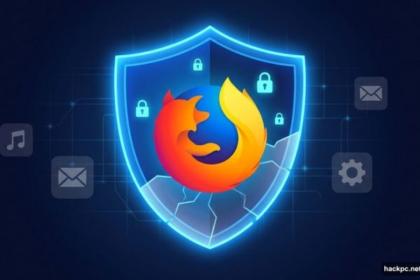 Firefox logo inside a cracked shield representing browser-only VPN protection