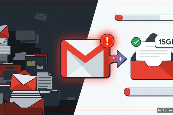 Gmail storage full warning transforming into free 15GB clean inbox