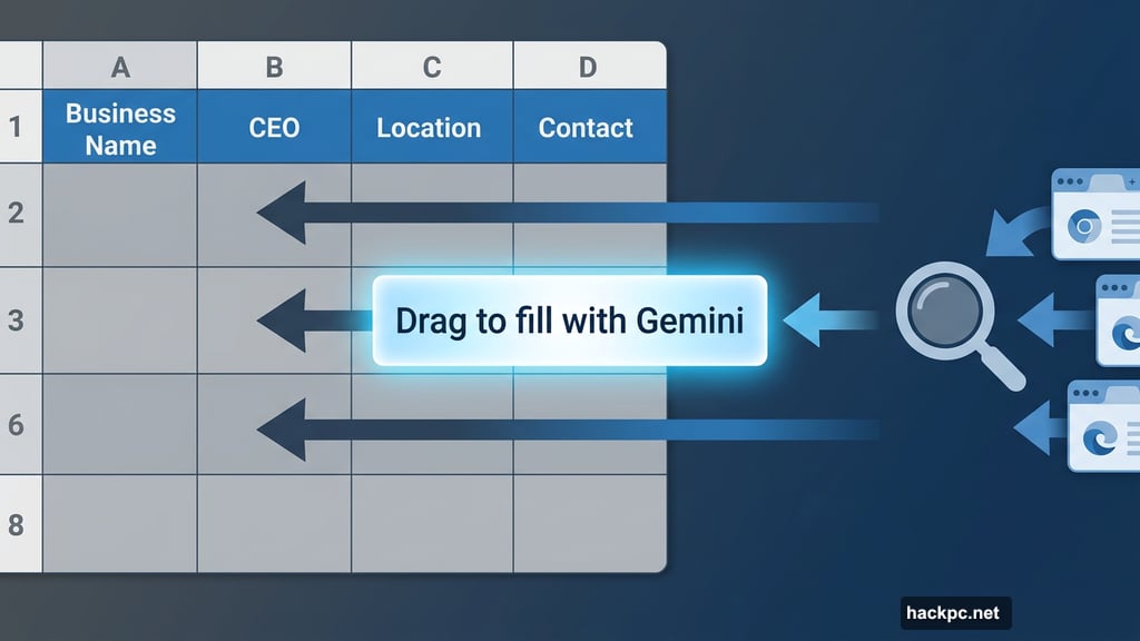 Gemini fills empty spreadsheet cells automatically using web search data