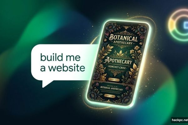 Smartphone displaying AI-generated website design from a simple text prompt