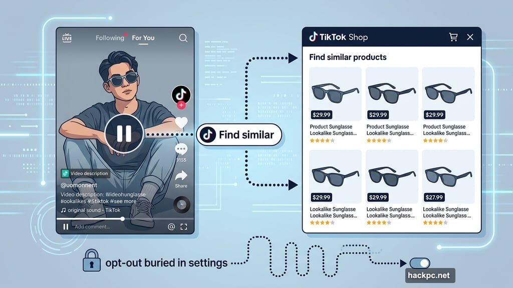 TikTok Find similar button scans paused video frames to recommend products
