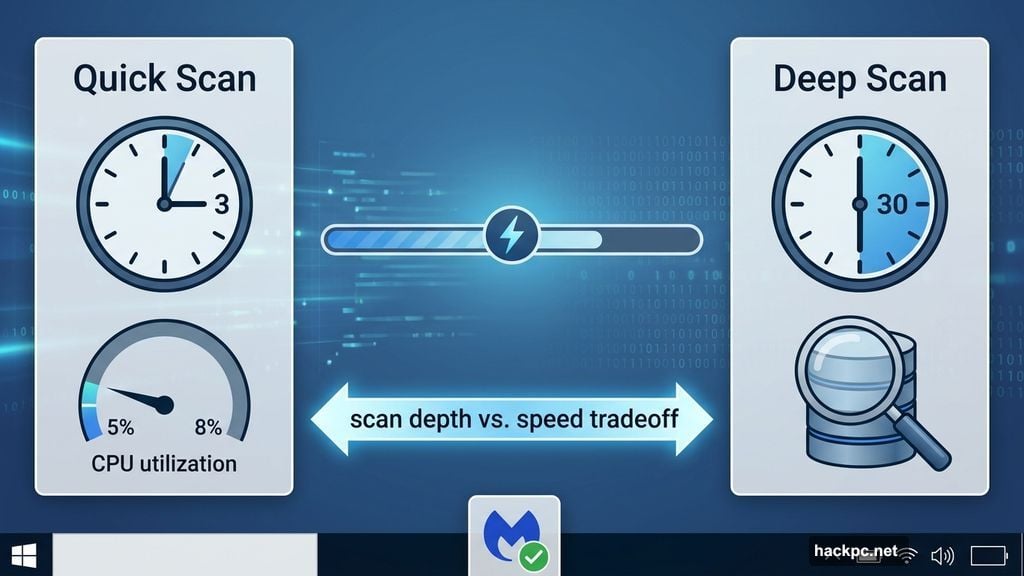 Quick scan under three minutes versus deep scan thirty minutes compared