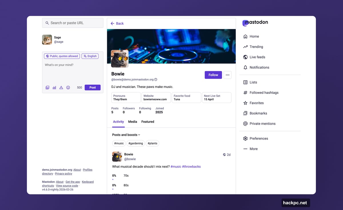 Old two-tab system replaced by single Activity tab with dropdown