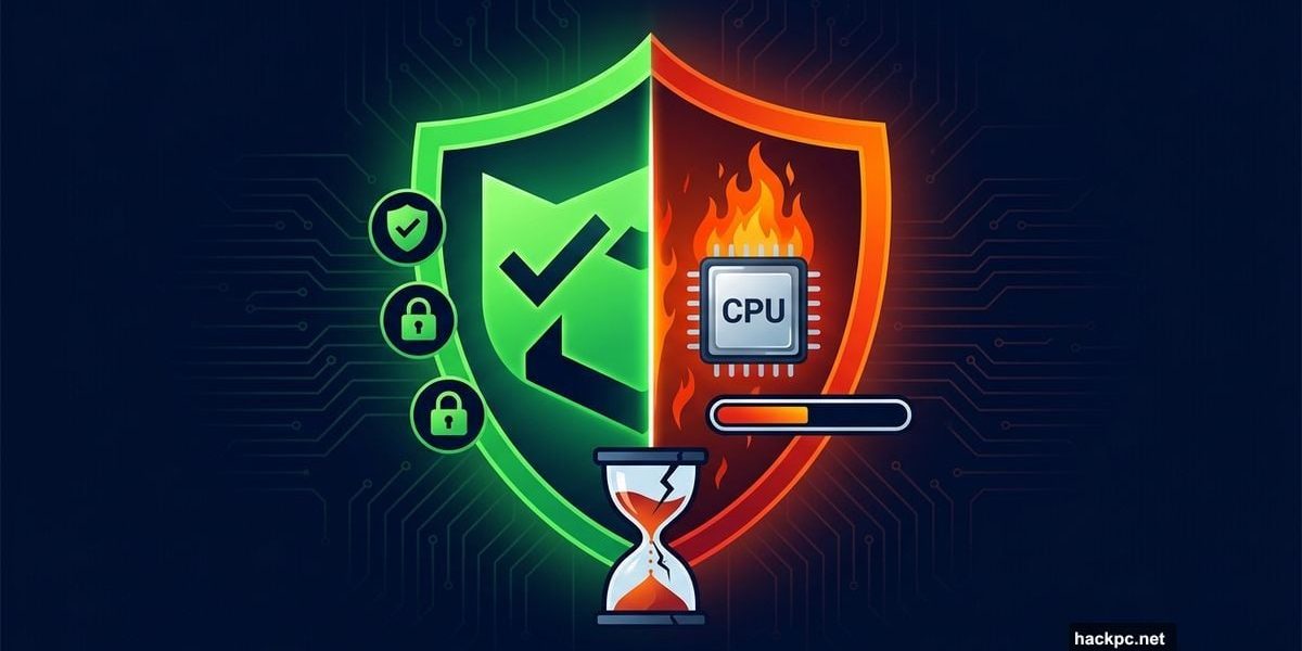 McAfee shield split between strong privacy tools and overheating CPU performance