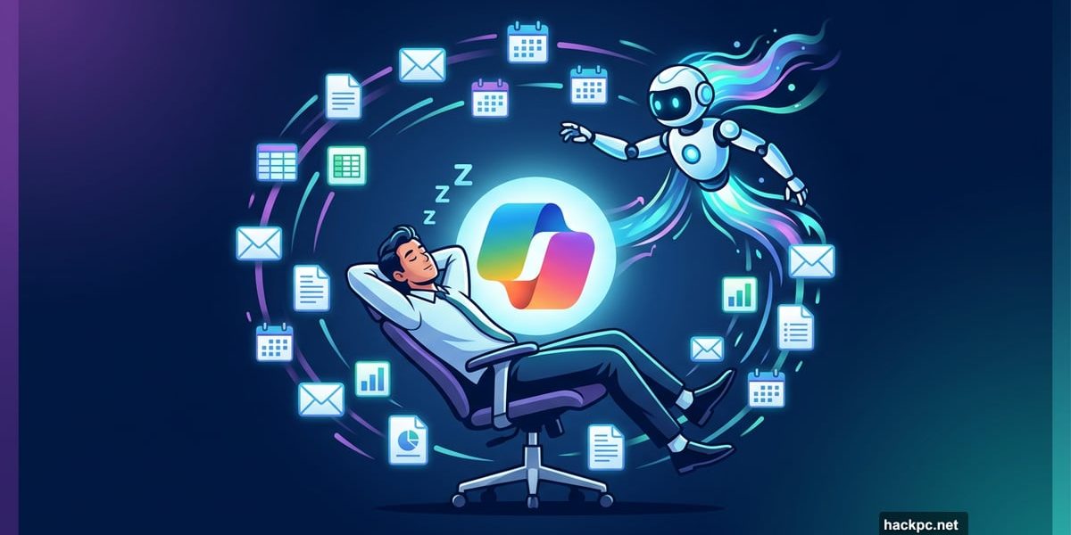 Microsoft Copilot AI agent autonomously completing work tasks overnight