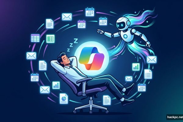 Microsoft Copilot AI agent autonomously completing work tasks overnight