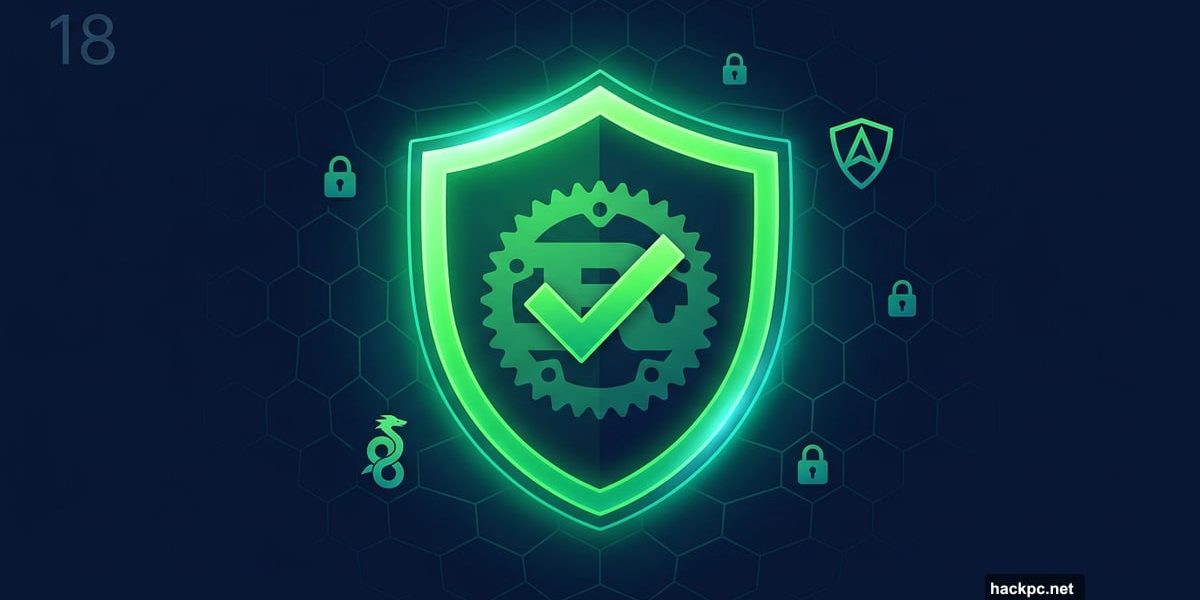 Glowing green security shield with checkmark representing Mullvad VPN passed audit