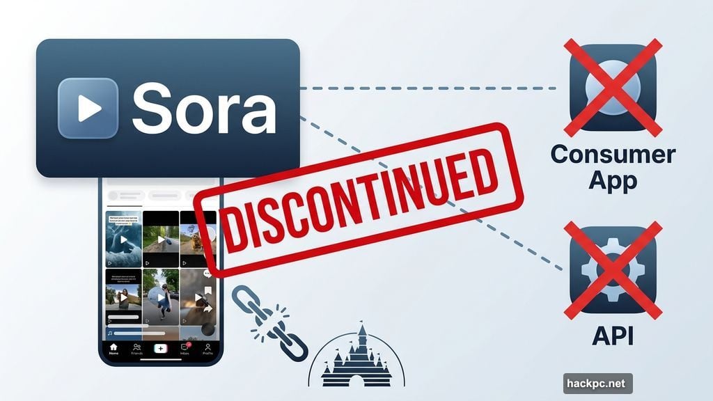 OpenAI discontinues Sora consumer app and API ending Disney deal