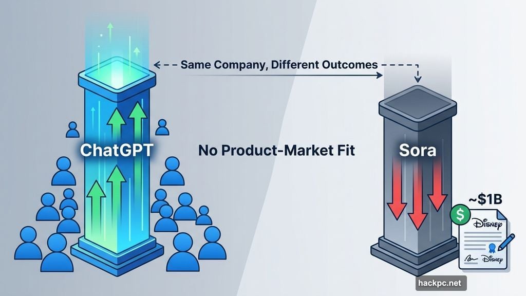 ChatGPT found product-market fit but Sora never did