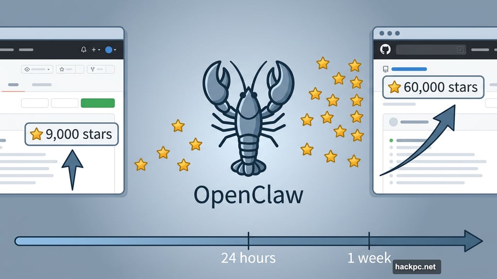 OpenClaw hit 60,000 GitHub stars within one week of launch