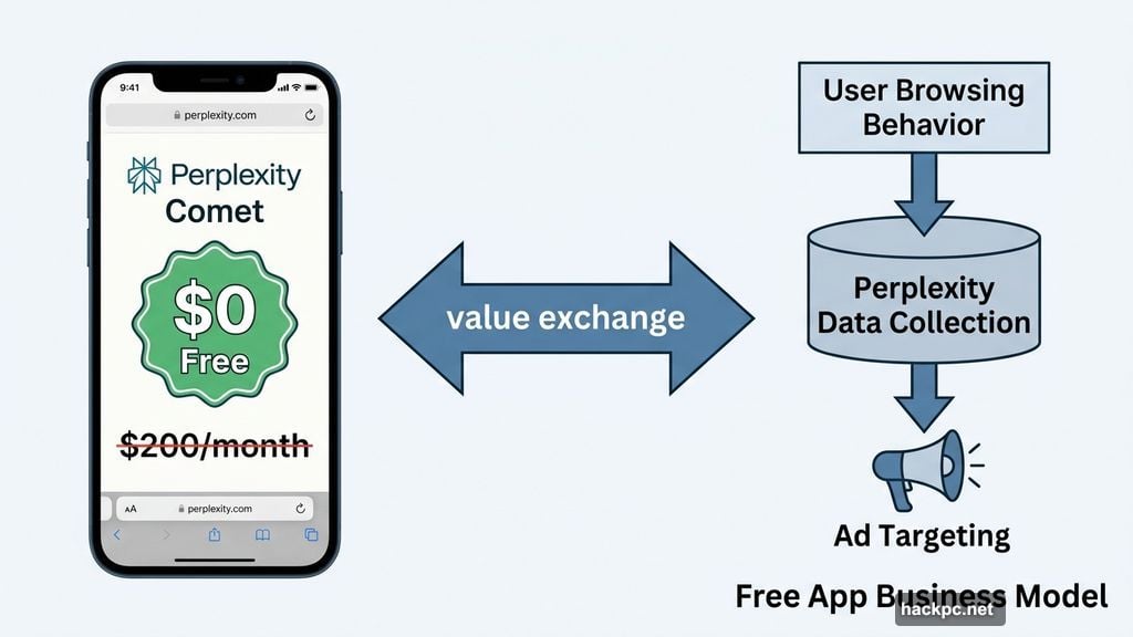 Perplexity Comet free app collects browsing data for ad targeting