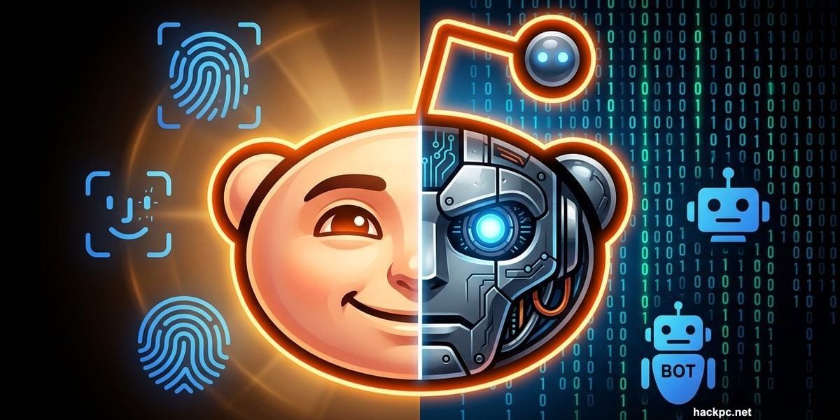 Reddit mascot split between human identity and bot, privacy dilemma