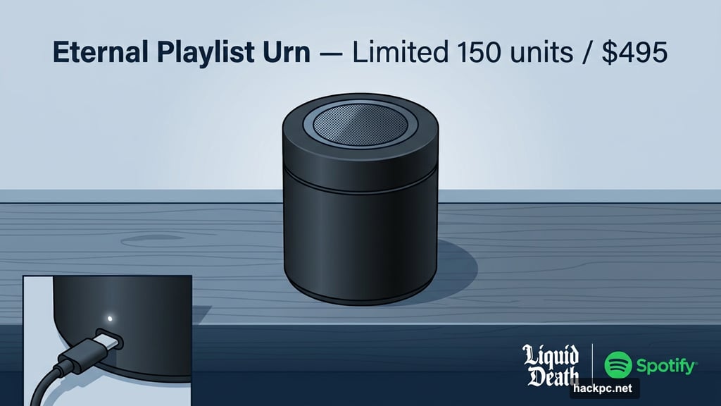 Eternal Playlist Urn with Bluetooth speaker lid charges via USB-C