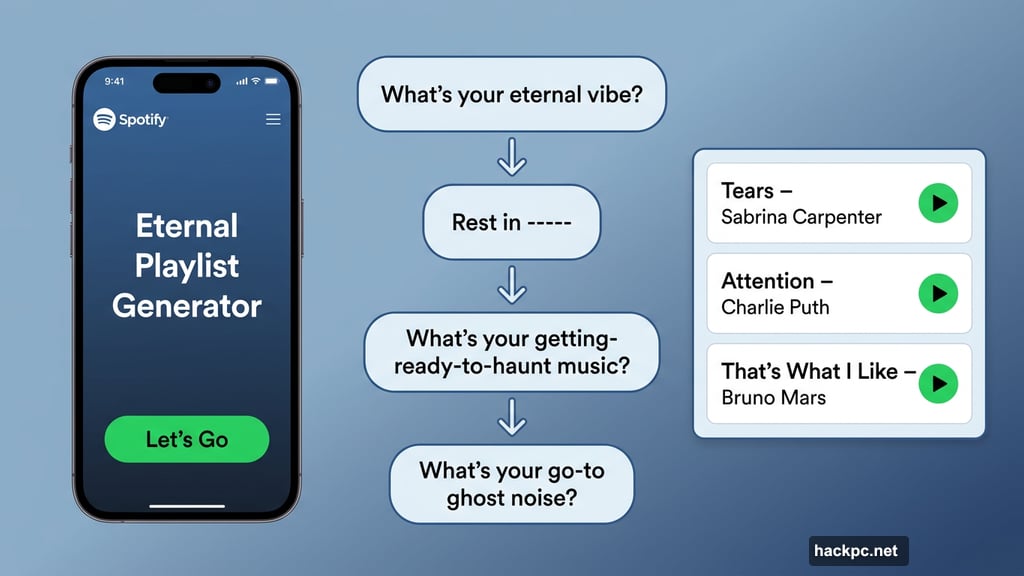 Spotify Eternal Playlist Generator quiz creates personalized afterlife playlist