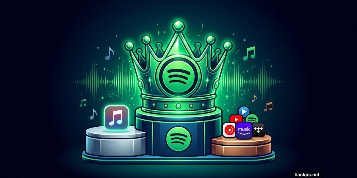 Spotify crowned winner on podium above rival music streaming services