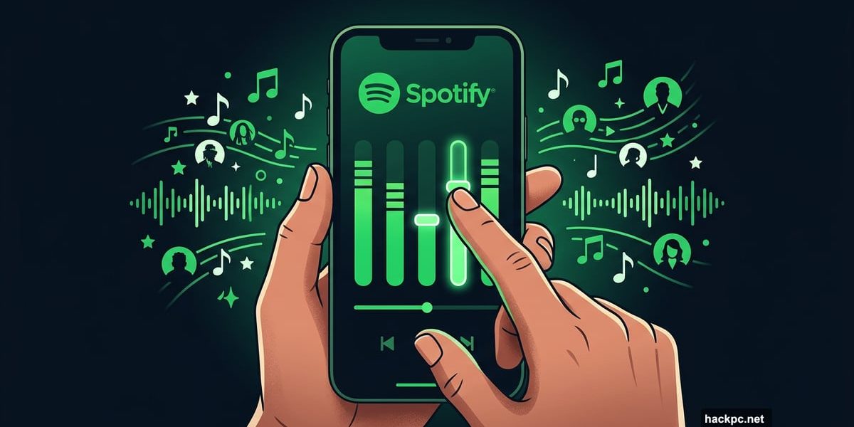 Hand adjusting Spotify music taste profile sliders on smartphone screen