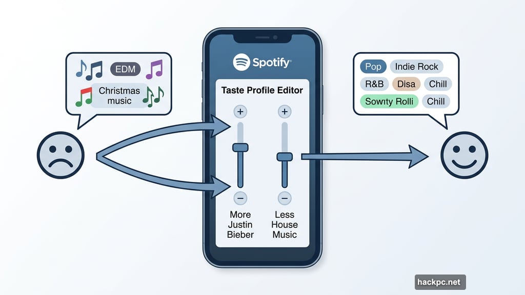 Spotify users manually edit Taste Profile to fix wrong music recommendations