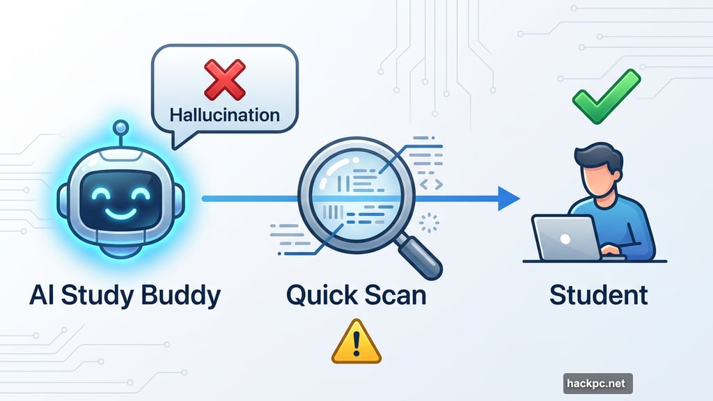 AI hallucinations require student verification before trusting generated study content