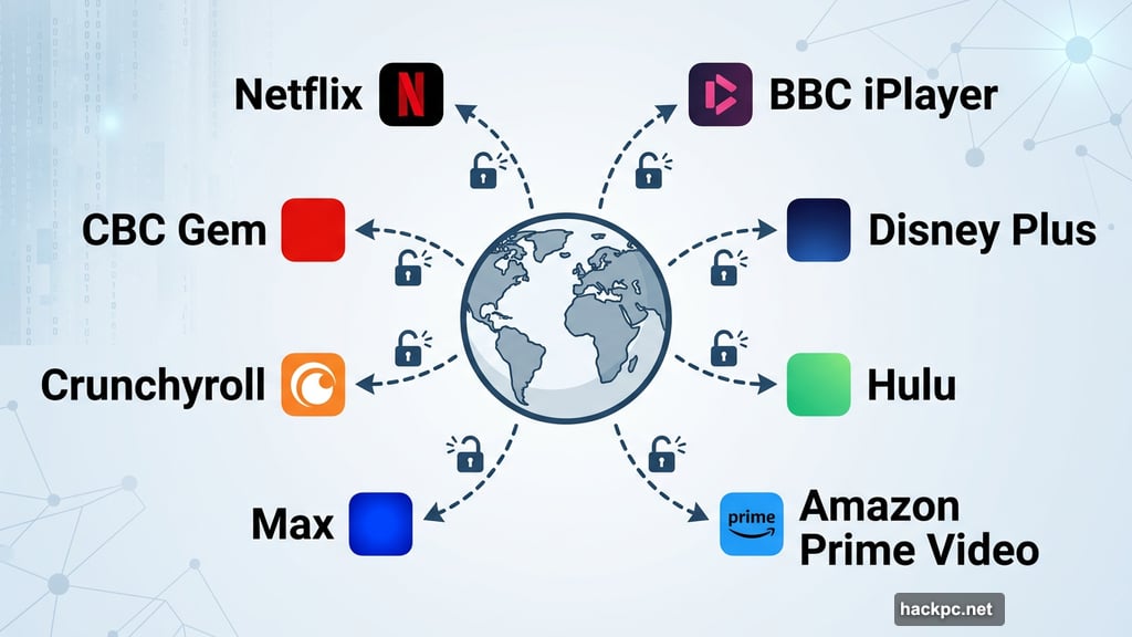 VPN unlocks foreign Netflix BBC iPlayer and region-locked streaming content