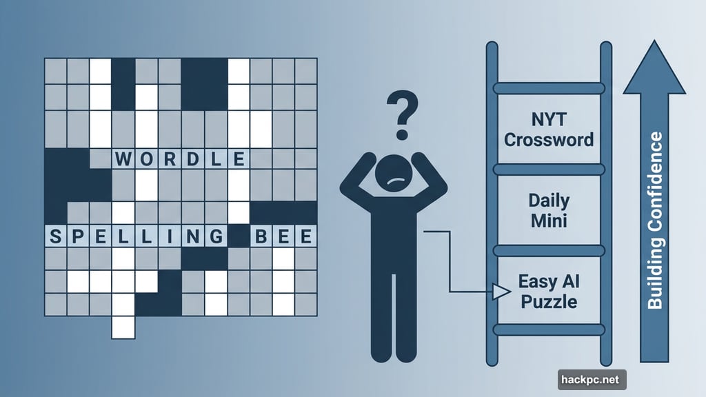 Building confidence with easier puzzles before tackling NYT Crossword