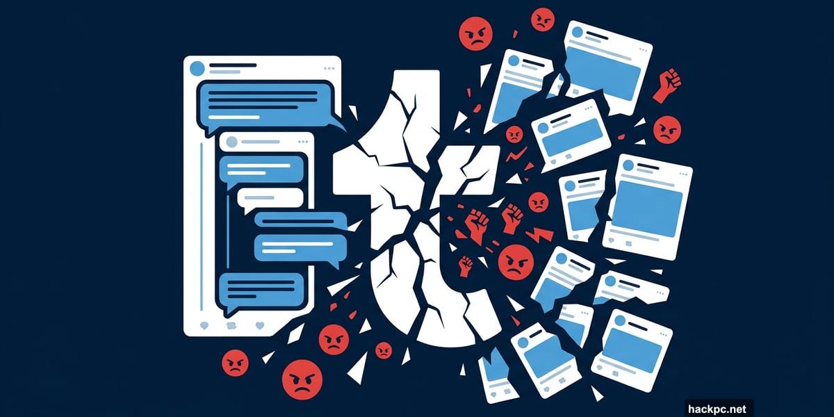 Tumblr logo cracking apart as reblog chains fragment into Twitter-style posts